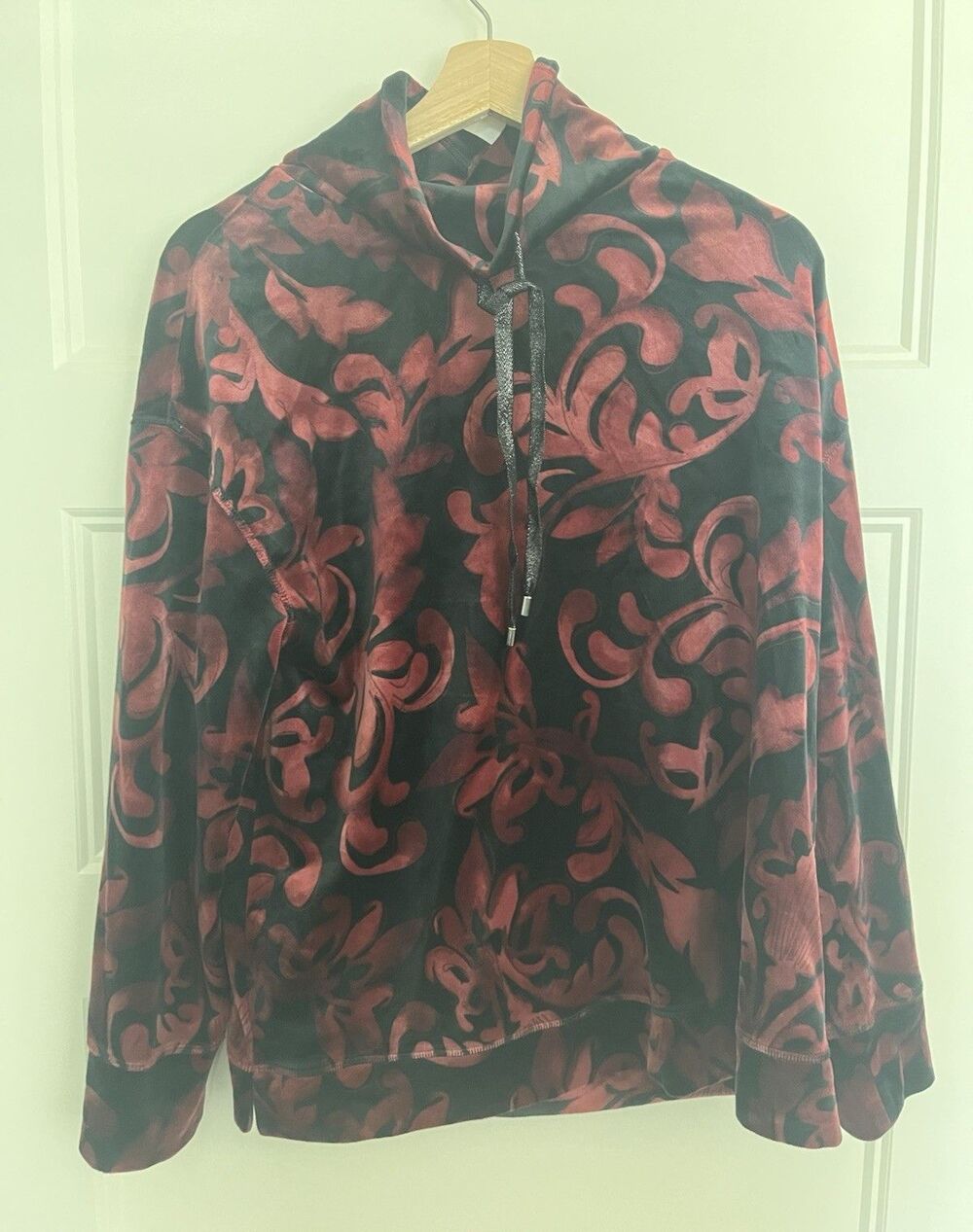 Chico's Pullover Sweater Cowel Floral Print Red Black Women's Large